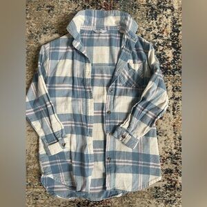 Primark Blue and Cream Plaid Kids Button Down Shirt